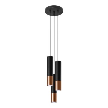 Κρεμαστό φωτιστικό οροφής LOOPEZ 3xGU10/10W/230V στρογγυλό μαύρο/χαλκός