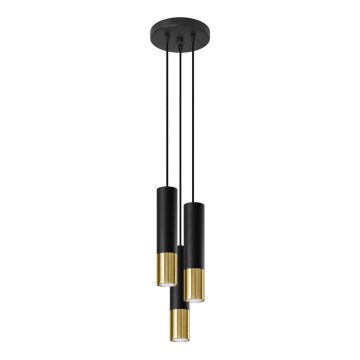 Κρεμαστό φωτιστικό οροφής LOOPEZ 3xGU10/10W/230V στρογγυλό μαύρο/χρυσό
