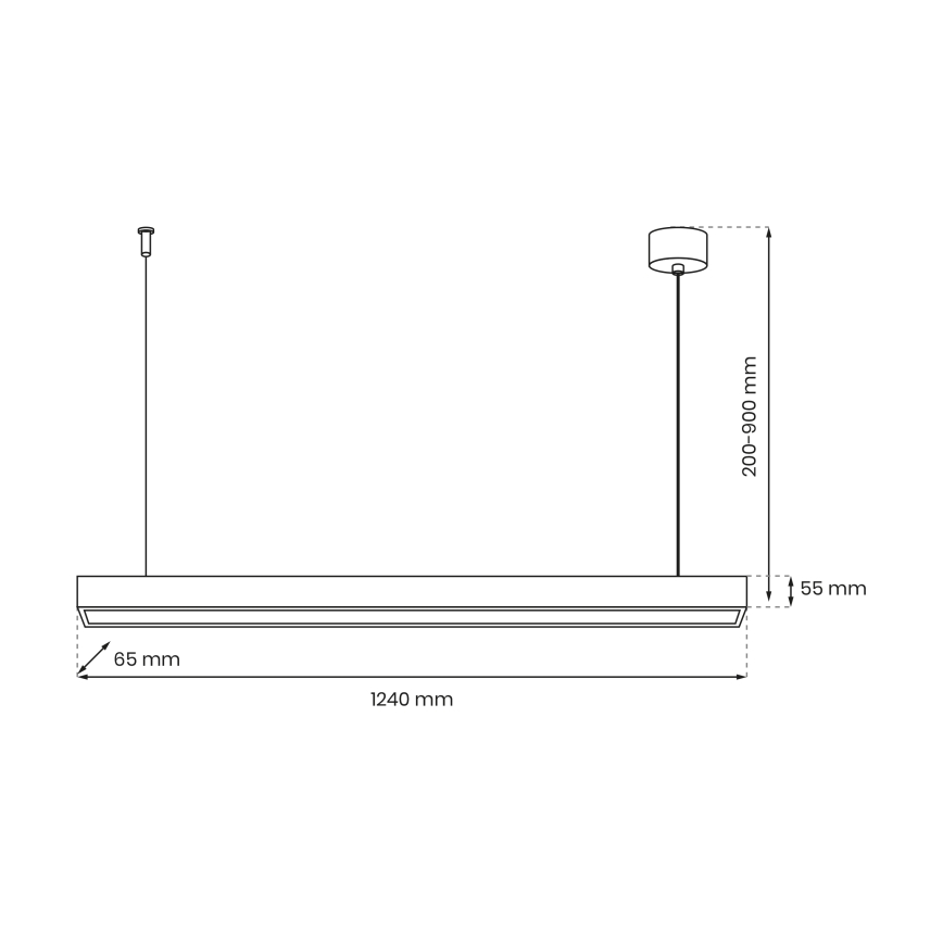 Κρεμαστό φωτιστικό οροφής LUNGO T8 1xG13/18W/230V μαύρο
