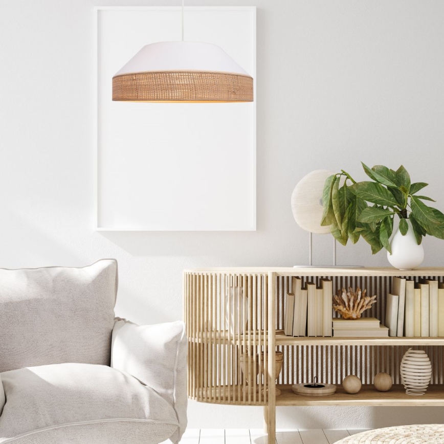 Κρεμαστό φωτιστικό οροφής MANISO 1xE27/60W/230V διάμετρος 45 cm λευκό/μπεζ