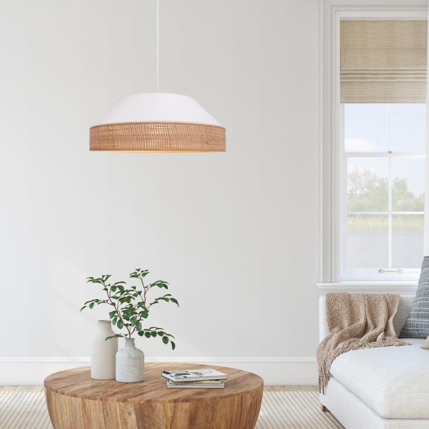 Κρεμαστό φωτιστικό οροφής MANISO 1xE27/60W/230V διάμετρος 45 cm λευκό/μπεζ
