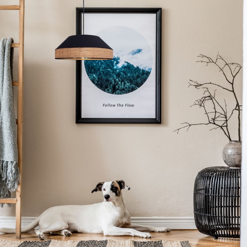 Κρεμαστό φωτιστικό οροφής MANISO 1xE27/60W/230V διάμετρος 45 cm μαύρο/μπεζ