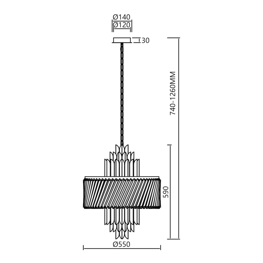 Κρεμαστό φωτιστικό οροφής MARGOT 9xE14/40W/230V διάμετρος 55 cm χρυσό