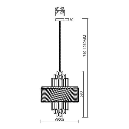 Κρεμαστό φωτιστικό οροφής MARGOT 9xE14/40W/230V ματ χρώμιο