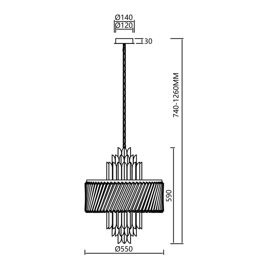 Κρεμαστό φωτιστικό οροφής MARGOT 9xE14/40W/230V ματ χρώμιο