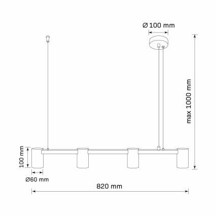 Κρεμαστό φωτιστικό οροφής  MARIBEL 4xGU10/10W/230V μαύρο