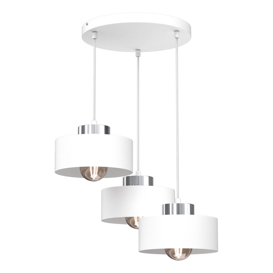 Κρεμαστό φωτιστικό οροφής MARTI 3xE27/15W/230V λευκό/γυαλιστερό χρώμιο