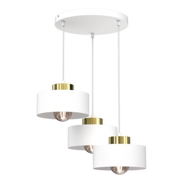 Κρεμαστό φωτιστικό οροφής MARTI 3xE27/15W/230V λευκό/χρυσό