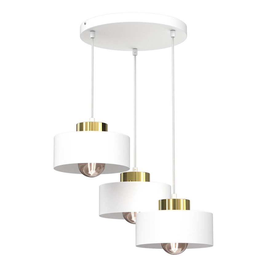 Κρεμαστό φωτιστικό οροφής MARTI 3xE27/15W/230V λευκό/χρυσό