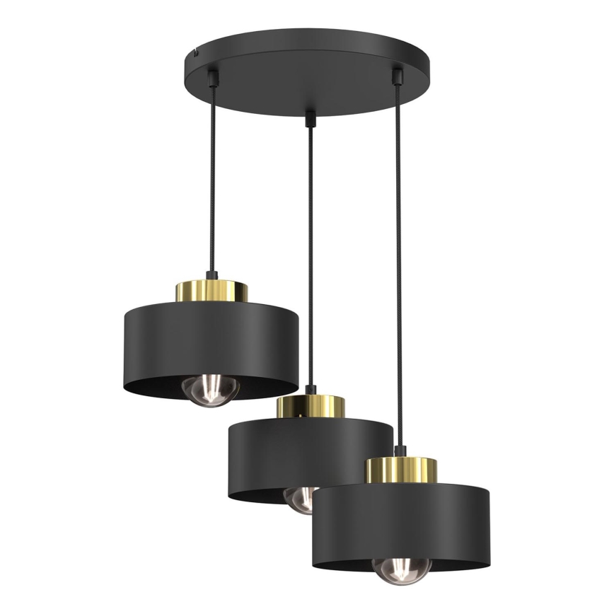 Κρεμαστό φωτιστικό οροφής MARTI 3xE27/15W/230V μαύρο/χρυσό