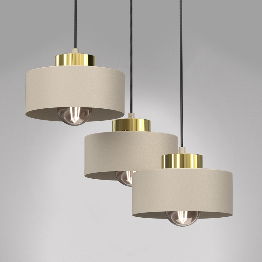 Κρεμαστό φωτιστικό οροφής MARTI 3xE27/15W/230V μπεζ/χρυσό