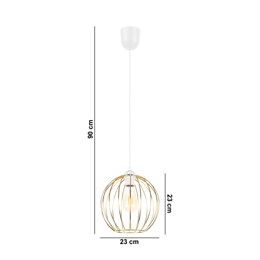 Κρεμαστό φωτιστικό οροφής MATT 1xE27/60W/230V λευκό/χρυσό