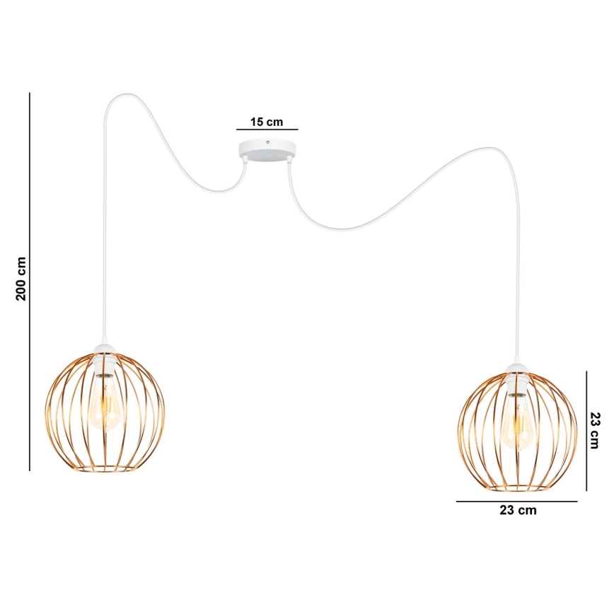 Κρεμαστό φωτιστικό οροφής MATT 2xE27/60W/230V spider λευκό/χαλκός