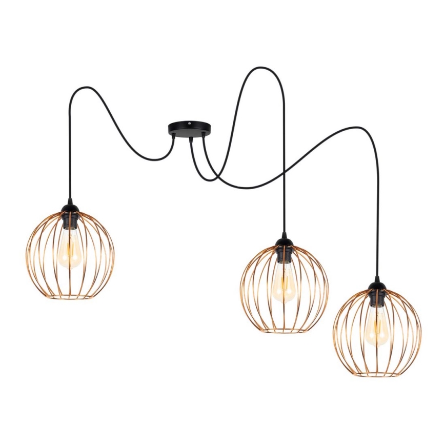 Κρεμαστό φωτιστικό οροφής MATT 3xE27/60W/230V spider μαύρο/χαλκός