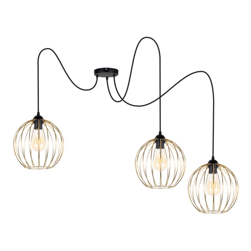 Κρεμαστό φωτιστικό οροφής MATT 3xE27/60W/230V spider μαύρο/χρυσό