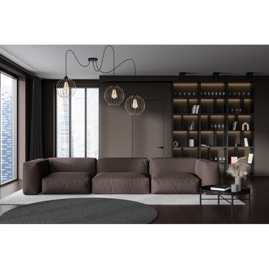 Κρεμαστό φωτιστικό οροφής MATT 3xE27/60W/230V spider μαύρο/χρυσό