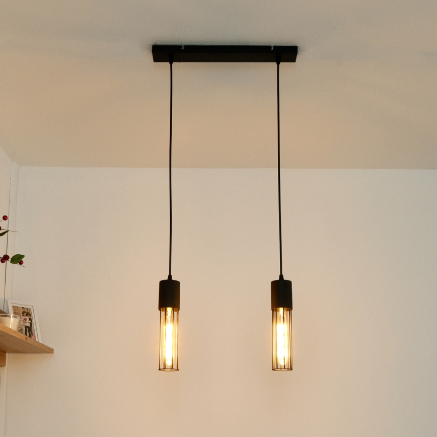 Κρεμαστό φωτιστικό οροφής MELODY 2xE27/15W/230V μαύρο