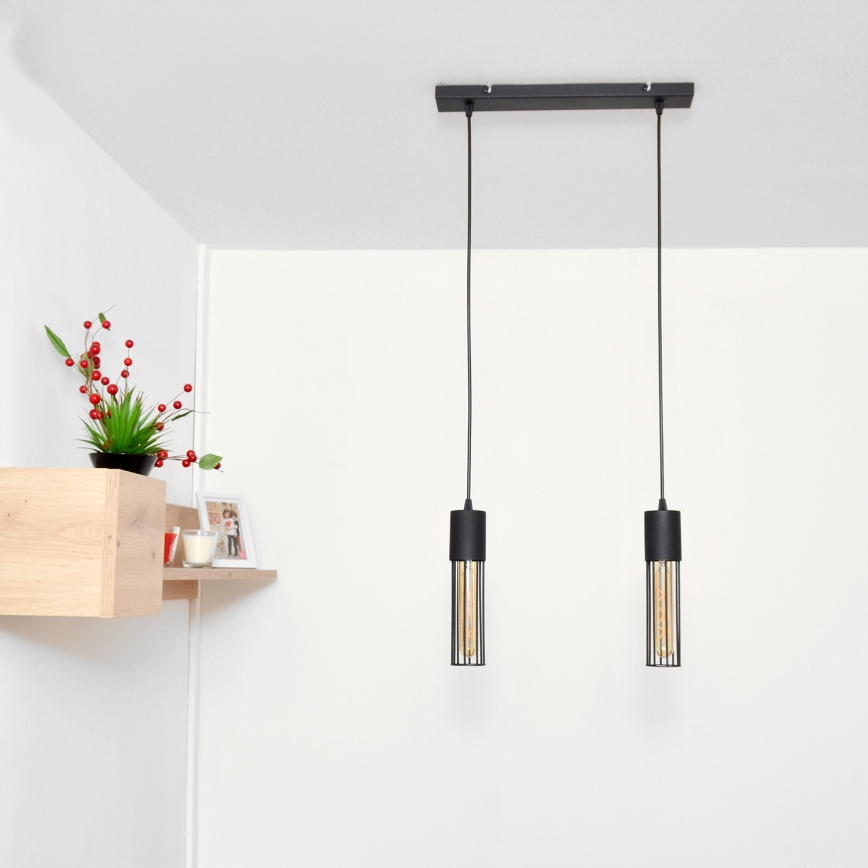Κρεμαστό φωτιστικό οροφής MELODY 2xE27/15W/230V μαύρο