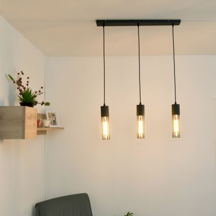 Κρεμαστό φωτιστικό οροφής MELODY 3xE27/15W/230V μαύρο