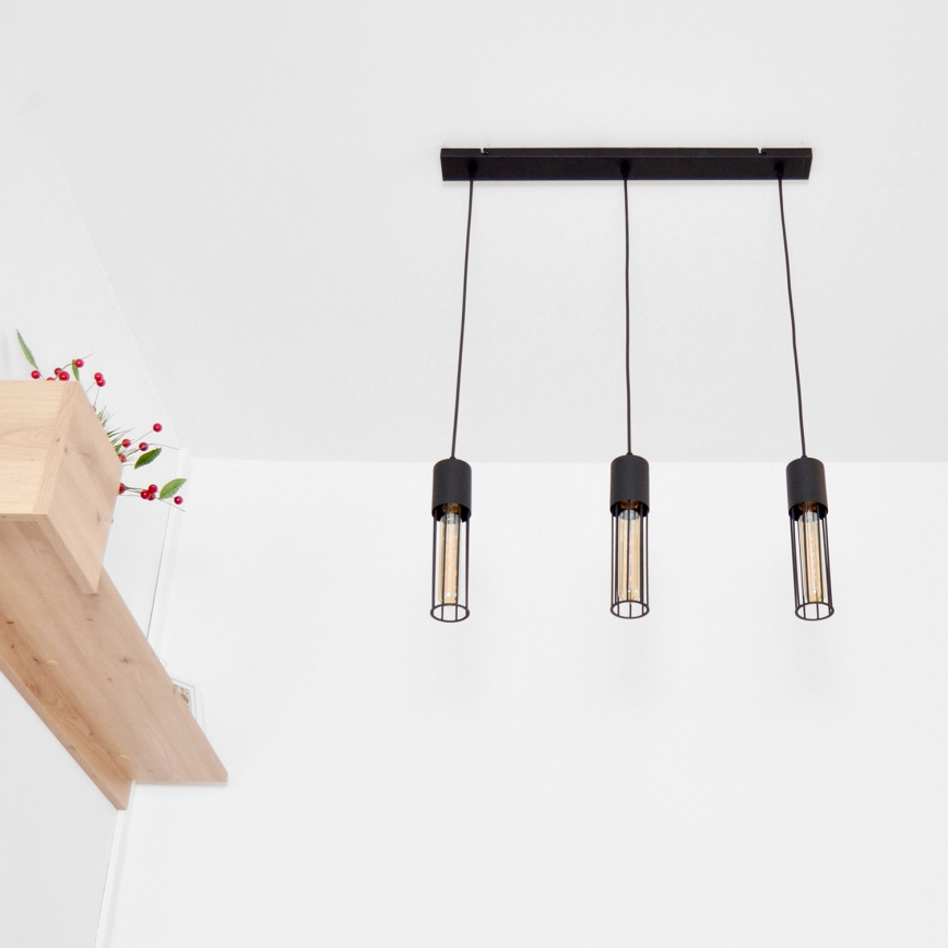 Κρεμαστό φωτιστικό οροφής MELODY 3xE27/15W/230V μαύρο