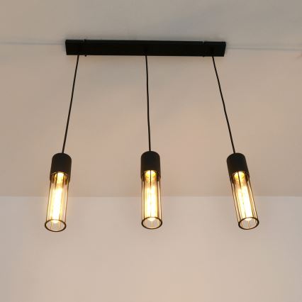 Κρεμαστό φωτιστικό οροφής MELODY 3xE27/15W/230V μαύρο