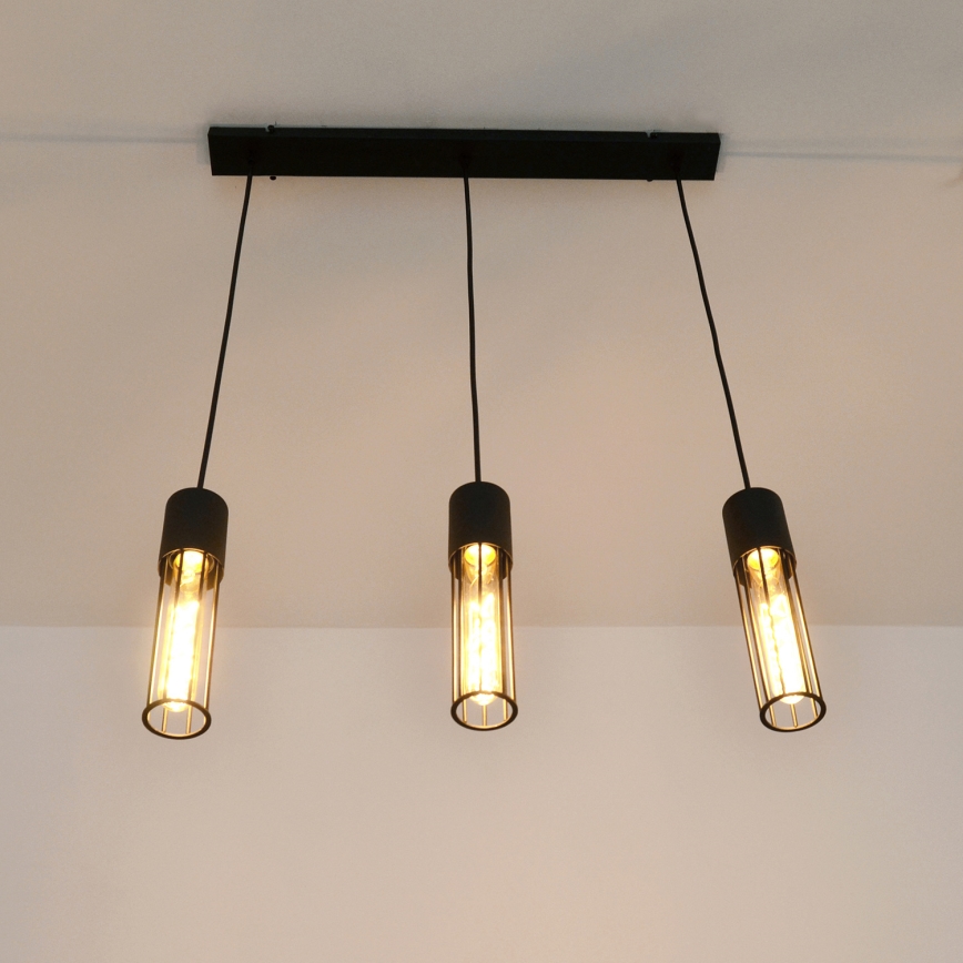 Κρεμαστό φωτιστικό οροφής MELODY 3xE27/15W/230V μαύρο