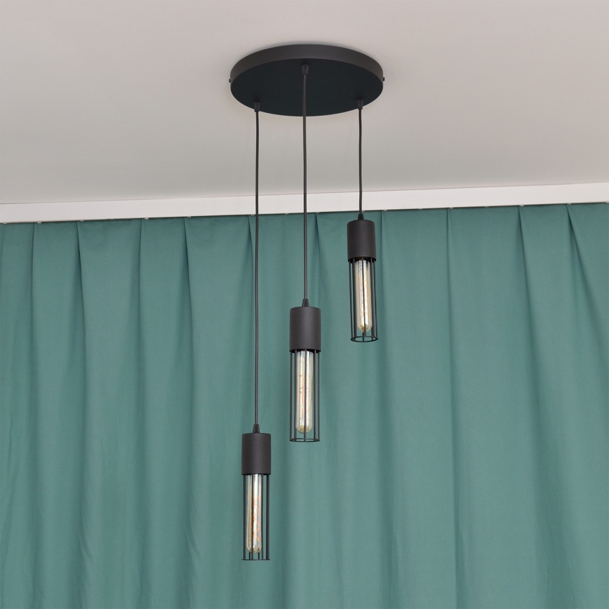Κρεμαστό φωτιστικό οροφής MELODY 3xE27/15W/230V μαύρο