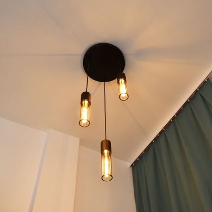 Κρεμαστό φωτιστικό οροφής MELODY 3xE27/15W/230V μαύρο