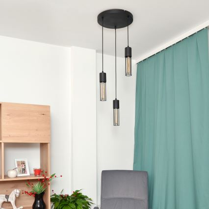 Κρεμαστό φωτιστικό οροφής MELODY 3xE27/15W/230V μαύρο