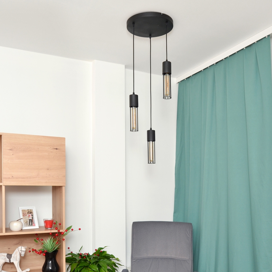 Κρεμαστό φωτιστικό οροφής MELODY 3xE27/15W/230V μαύρο