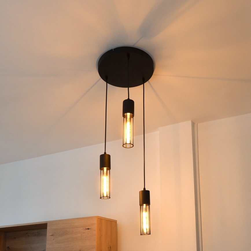 Κρεμαστό φωτιστικό οροφής MELODY 3xE27/15W/230V μαύρο