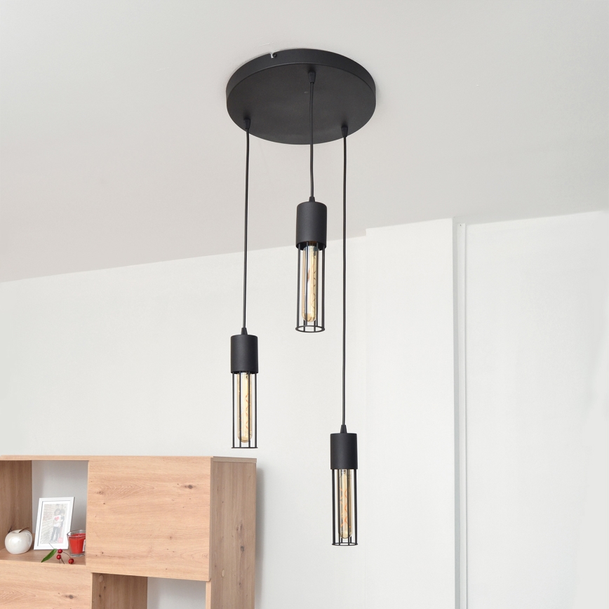 Κρεμαστό φωτιστικό οροφής MELODY 3xE27/15W/230V μαύρο