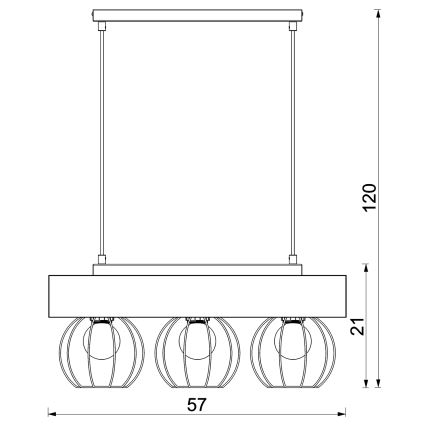 Κρεμαστό φωτιστικό οροφής MENTON 3xE27/15W/230V μαύρο/καφέ/δρυς