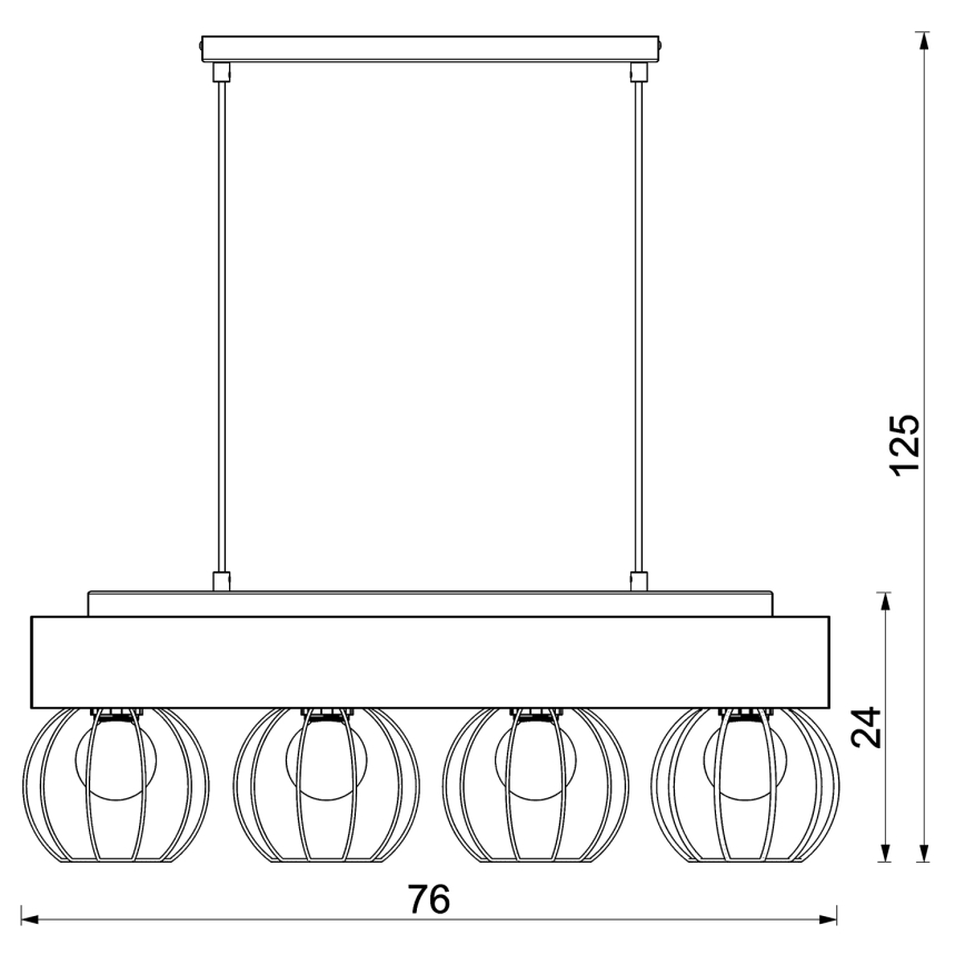 Κρεμαστό φωτιστικό οροφής MENTON 4xE27/15W/230V μαύρο/καφέ/δρυς