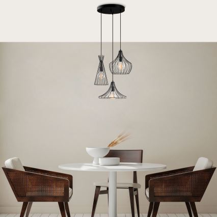 Κρεμαστό φωτιστικό οροφής MEZOPOTAMYA 3xE27/40W/230V μαύρο