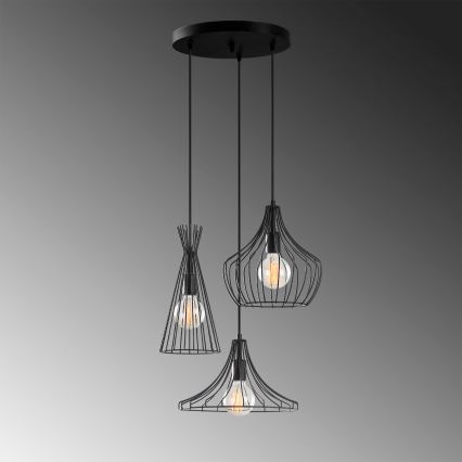 Κρεμαστό φωτιστικό οροφής MEZOPOTAMYA 3xE27/40W/230V μαύρο