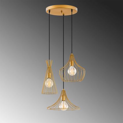 Κρεμαστό φωτιστικό οροφής MEZOPOTAMYA 3xE27/40W/230V χρυσαφί