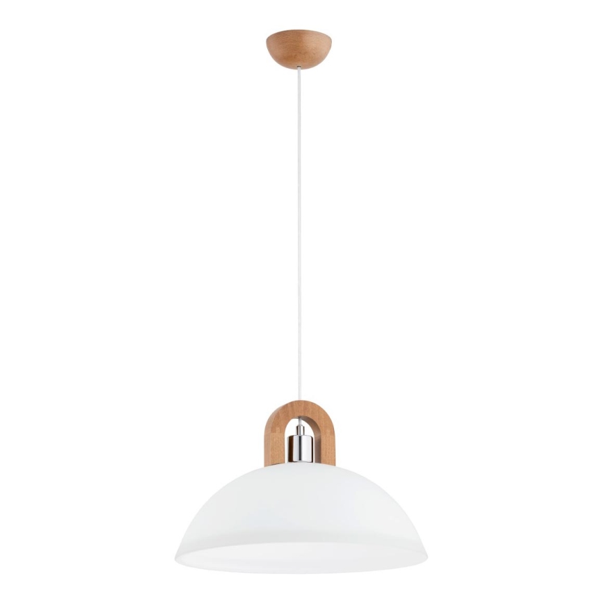 Κρεμαστό φωτιστικό οροφής MIGOT 1xE27/15W/230V μπεζ/γυαλιστερό χρώμιο