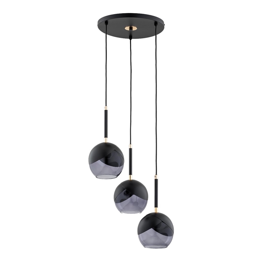 Κρεμαστό φωτιστικό οροφής MILTONA 3xE27/60W/230V μαύρο/γκρι