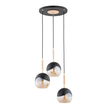 Κρεμαστό φωτιστικό οροφής MILTONA 3xE27/60W/230V μαύρο/μπεζ
