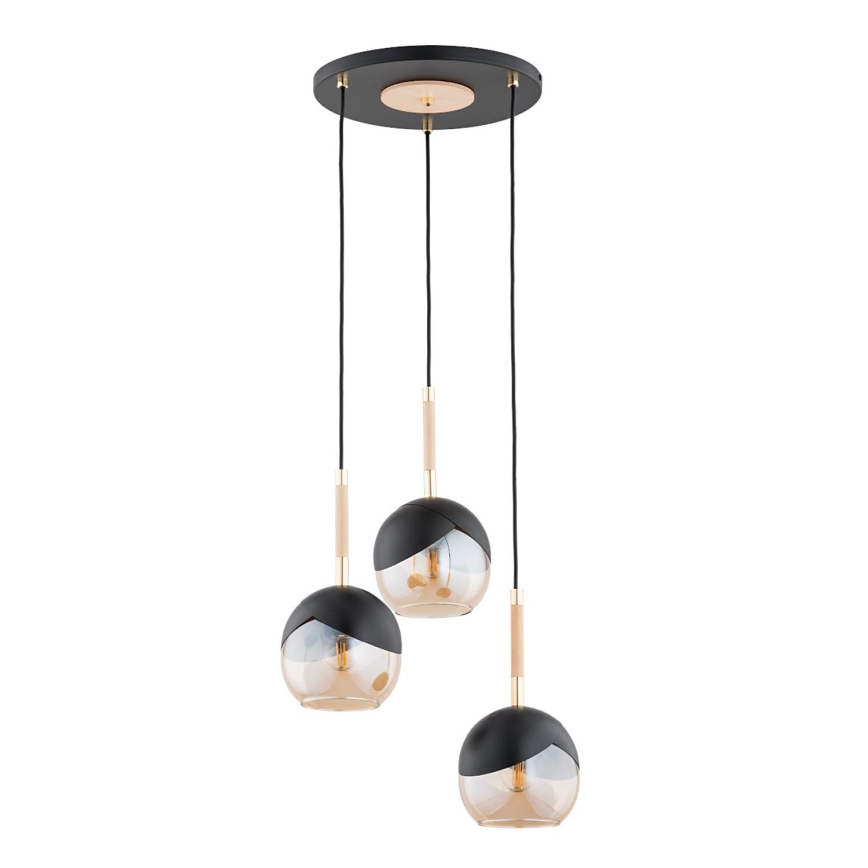 Κρεμαστό φωτιστικό οροφής MILTONA 3xE27/60W/230V μαύρο/μπεζ