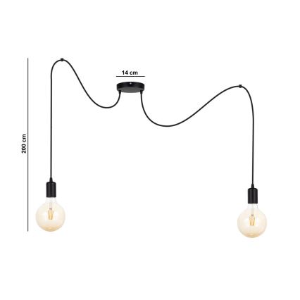 Κρεμαστό φωτιστικό οροφής MIROS 2xE27/60W/230V spider μαύρο