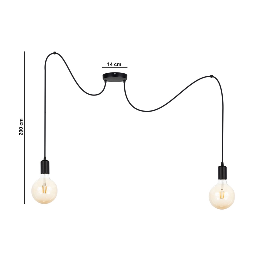 Κρεμαστό φωτιστικό οροφής MIROS 2xE27/60W/230V spider μαύρο