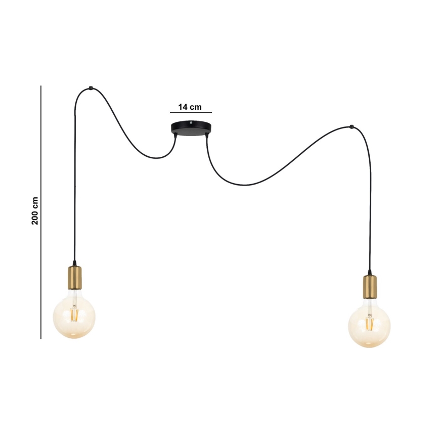 Κρεμαστό φωτιστικό οροφής MIROS 2xE27/60W/230V spider μαύρο/χρυσό