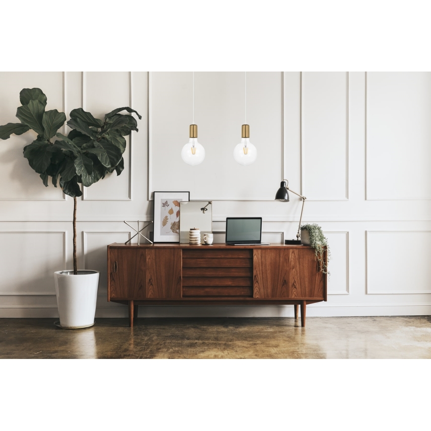 Κρεμαστό φωτιστικό οροφής MIROS 2xE27/60W/230V λευκό/χρυσό