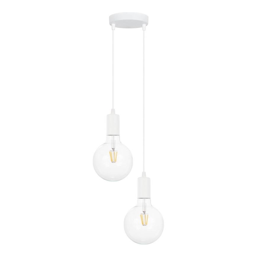 Κρεμαστό φωτιστικό οροφής MIROS 2xE27/60W/230V στρογγυλό λευκό