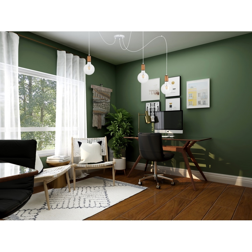 Κρεμαστό φωτιστικό οροφής MIROS 3xE27/60W/230V spider λευκό/χαλκός