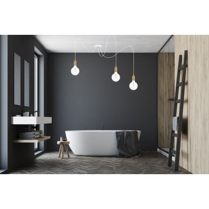 Κρεμαστό φωτιστικό οροφής MIROS 3xE27/60W/230V spider λευκό/χρυσό