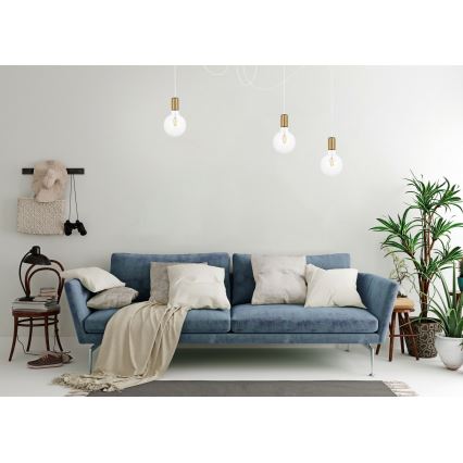 Κρεμαστό φωτιστικό οροφής MIROS 3xE27/60W/230V spider λευκό/χρυσό