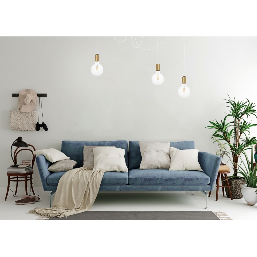 Κρεμαστό φωτιστικό οροφής MIROS 3xE27/60W/230V spider λευκό/χρυσό